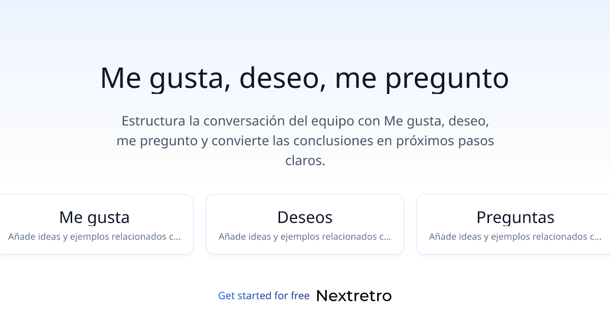 Me gusta, deseo, me pregunto