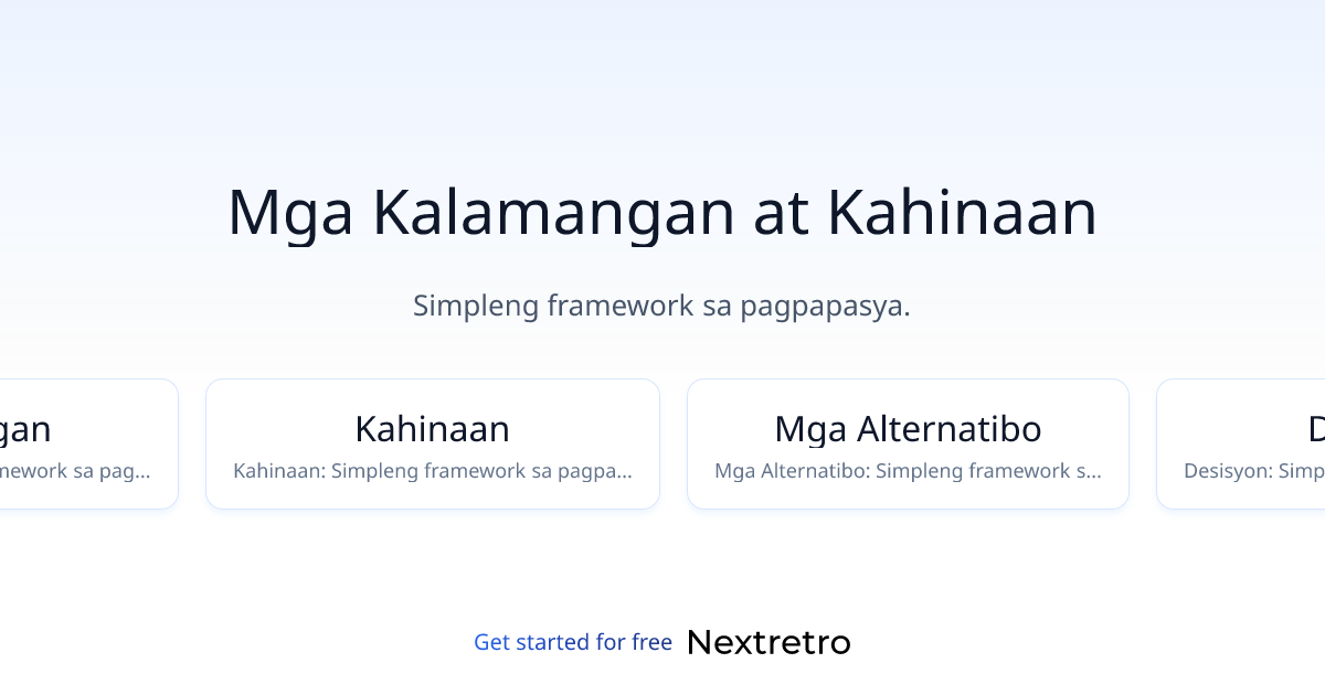 Mga Kalamangan at Kahinaan