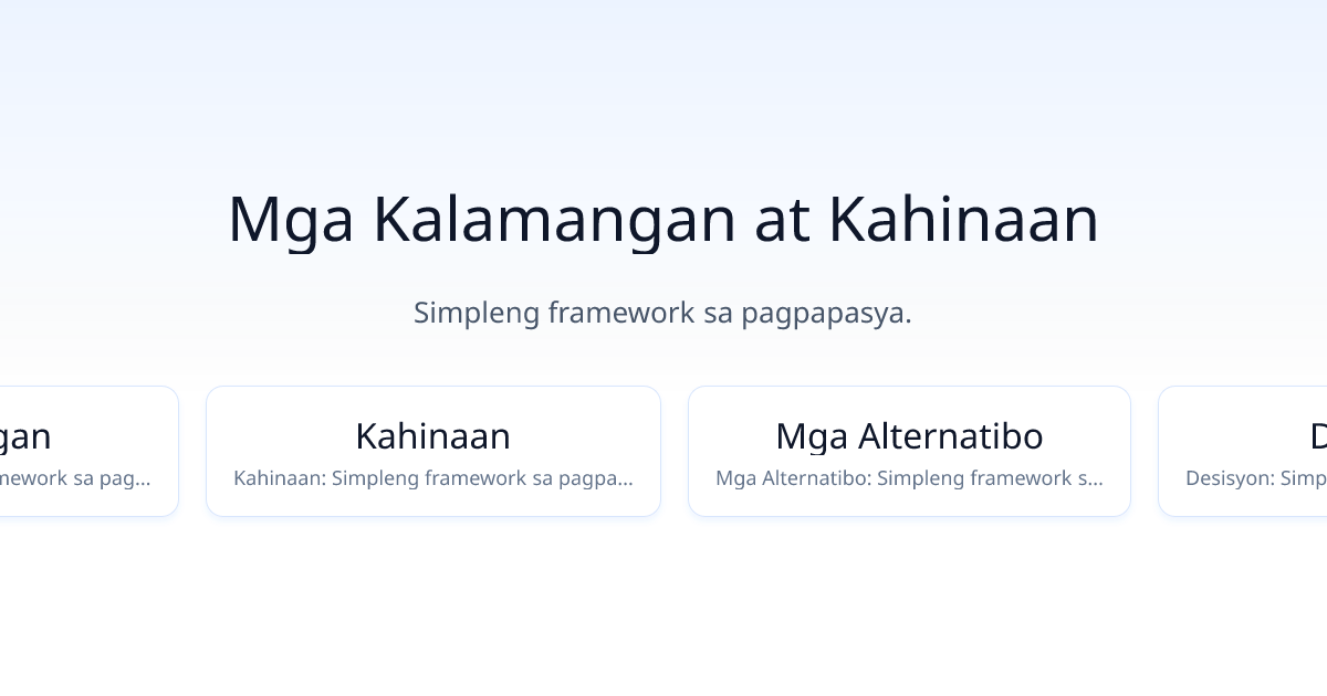 Mga Kalamangan at Kahinaan
