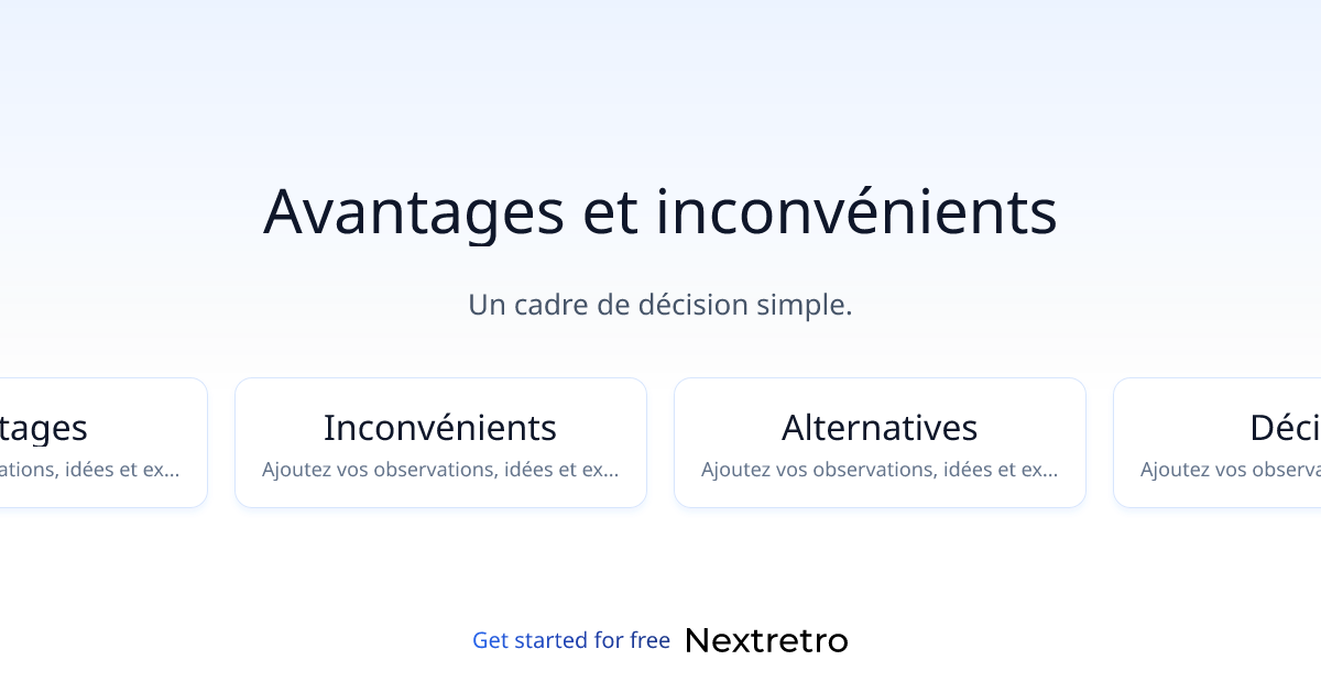Avantages et inconvénients