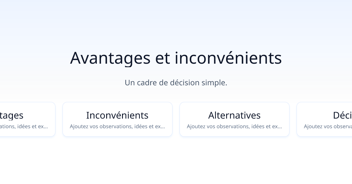 Avantages et inconvénients