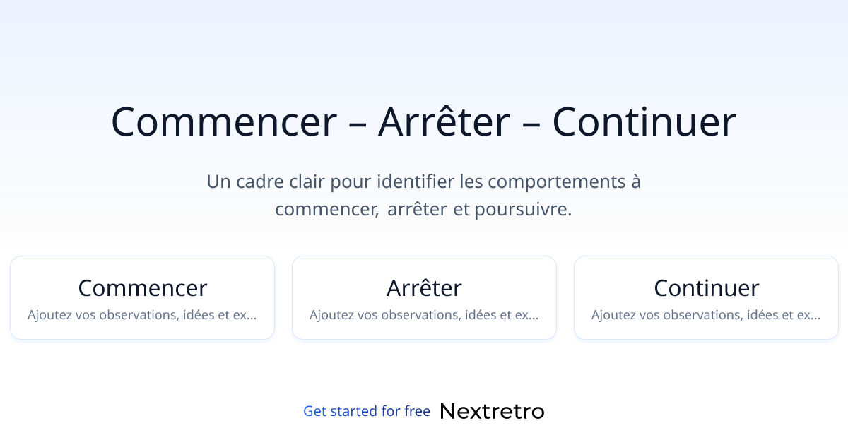 Commencer – Arrêter – Continuer