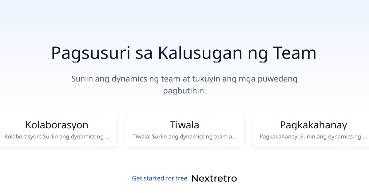 Pagsusuri sa Kalusugan ng Team