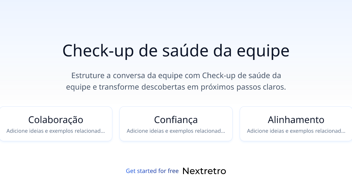 Check-up de saúde da equipe