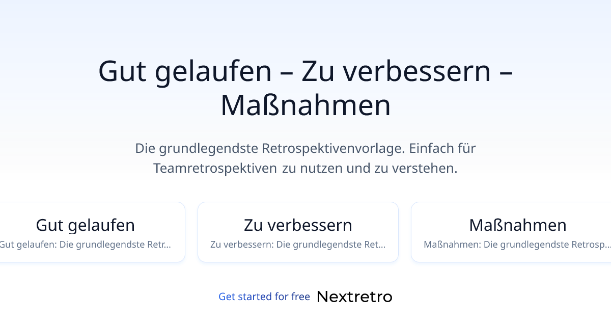 Gut gelaufen – Zu verbessern – Maßnahmen