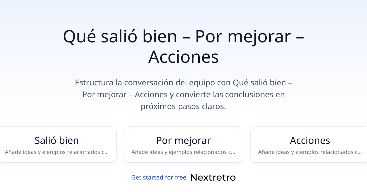 Qué salió bien – Por mejorar – Acciones