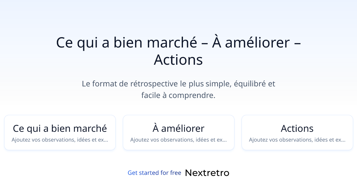 Ce qui a bien marché – À améliorer – Actions